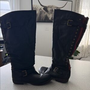 Women’s Journee Collection Black Wide Calf Boots, 8.5